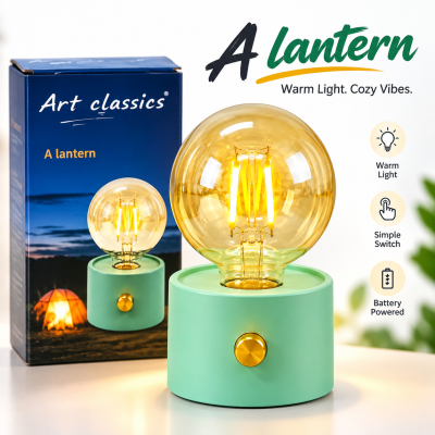 Vintage Edition LED Bulb Night Light – Rechargeable Cordless Art Classics Table Lamp with Dimmable Rotary Knob & Warm Ambient Glow for Bedroom & Home Decor